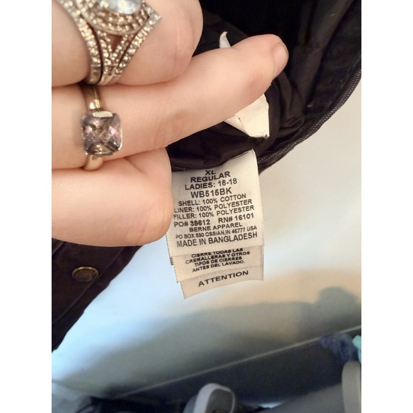 Berne Insulated Workwear Bib Overalls Womens XL Black Canvas Quilted Lined - Picture 5 of 8